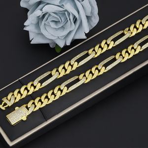 JXX Joyería de Moda Hip Hop, Cadena Cubana de Latón Chapado en Oro de 24K de 10mm con Zirconia, Collar para Mujeres y Hombres - Product Image 3