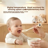Cuillère intelligente à détection de température numérique, en silicone de qualité alimentaire, en forme d'ours de dessin animé, testeur de température électronique, ustensile