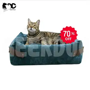 GeerDuo di alta qualità velluto PP cotone Mini cane di medie dimensioni gatto quadrato morbido peluche letto per animali domestici con cuscino imbottito lavabile rimovibile