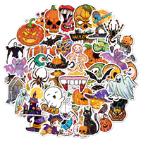 100 Pegatinas de Halloween con Diseño de Calabaza, Fantasma, Bruja y Murciélago, Holográficas, Brillantes, Decoración para Maletas y Fiestas, Resistentes al Agua, para Niños