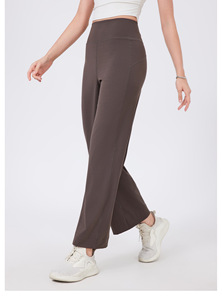 Pantalones de yoga de cintura alta para mujer, de pierna ancha, suaves y elásticos, con efecto levantacola, pantalones rectos cortos, para Pilates, deportivos casuales, al por mayor - Product Image 3