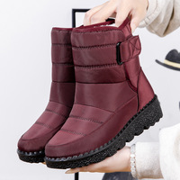 Bottes d'hiver pour femmes Bottes imperméables pour femmes Bottes de neige à plateforme Garder au chaud Bottes de cheville avec talons épais en fourrure