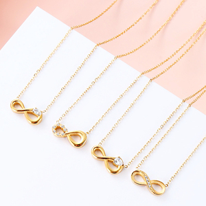 <span class=keywords><strong>Collier</strong></span> <span class=keywords><strong>personnalisé</strong></span> vintage avec pendentif numéro porte-bonheur en zircon et breloque boucle infinie en acier inoxydable plaqué or 18 carats pour <span class=keywords><strong>femme</strong></span> - Product Image 2