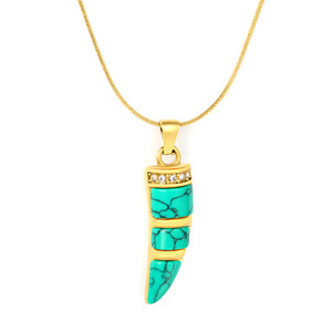 Collar con colgante de moda con incrustaciones de turquesa y marfil en forma de animal en tono dorado para mujer, regalo de joyería - Product Image 5