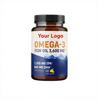 120 gélules d'huile de poisson oméga-3 triple concentration 3600 mg, capsules molles AVEC EPA DHA, saveur citron, sans gluten, complément alimentaire