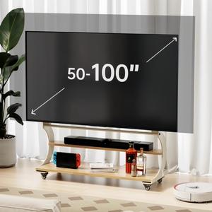 Hotsales 50 "-100" Led Lcd <span class=keywords><strong>TV</strong></span> al Plasma Stand in <span class=keywords><strong>metallo</strong></span> e legno universale <span class=keywords><strong>Mobile</strong></span> 360 gradi rotolamento <span class=keywords><strong>TV</strong></span> carrelli - Product Image 6
