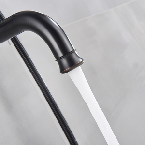 Té<span class=keywords><strong>l</strong></span>éphone mural noir à longue bec, mitigeur de baignoire en laiton robinet de douche mitigeur de bain, <span class=keywords><strong>eau</strong></span> chaude et froide XR8528 - Product Image 5