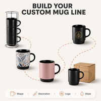 Ensemble de tasses empilables compactes et peu encombrantes avec support en métal pour l'organisation de la cuisine, rangement sur comptoir, étagères