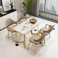 Ensemble de table basse rectangulaire de style nordique, luxe léger, et combinaison de chaises de salle à manger simples pour petite famille, idéal pour le thé et le lait, ensemble pré-assemblé.