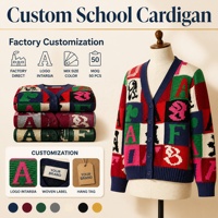 Cardigan personnalisé avec logo, pull en tricot pour femme, 100% coton, jacquard intarsia, col en V, pull en tricot pour femme, chaleur hivernale