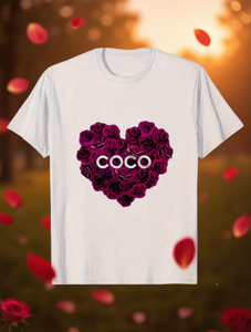 T-Shirt Coco Heart con Stampa Floreale da Uomo, Bianca, 100% Cotone, Collo Tondo, Manica Corta, Vestibilità Regolare, Logo Digitale Stampato sul Davanti - Product Image 2