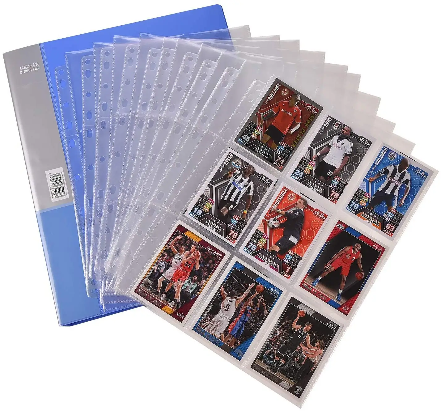 9 포켓 포토카드 홀더 스포츠 야구 카드 슬리브 3 링 바인더 클리어 플라스틱 트레이딩 카드 페이지 프로텍터 시트
