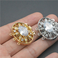 Connecteur de Charme Carré Multi-Boucles Scintillant en Zircon Cubique Micro-Pavé, Plaqué Or et Rhodium Noir Pistolet, pour Colliers et Bracelets DIY