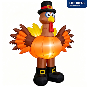Pvc Advertising Inflatables 6 FT Thanksgiving Inflatable Turkey LED Lighted with Pilgrim Hat for Indoor Garden Lawn Party Decor - Product Image 2