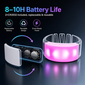 Bracelet LED programmable DMX synchronisé, 3 LED RGB, respectueux de l'environnement, logo personnalisé, <span class=keywords><strong>t</strong></span>élécommande, bracelet <span class=keywords><strong>en</strong></span> silicone clignotant pour - Product Image 4