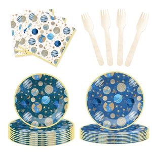 DAMAI Artículos para Fiestas Espaciales y de Galaxias, Platos, Servilletas y Vasos de Papel con Temática del Espacio Exterior para Fiestas de Cumpleaños Infantiles - Product Image 3