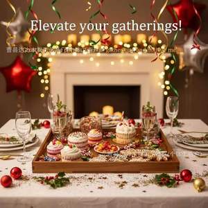 Solid Wood Square Serving <b>Tray</b> Extra <b>Large</b> Portable For Desserts Fruits Party Gatherings - Product Image 1