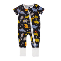 Barboteuse pour bébé en coton et bambou Zipsuit pour bébé Combinaison de nuit personnalisée avec fermeture éclair Pyjama grenouillère pour nouveau-né Vêtements en bambou