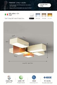 ไฟเพดาน LED สไตล์โมเดิร์นนอร์ดิกดีไซน์ครีมสี่เหลี่ยมเรียบง่ายสำหรับห้องนอนห้องใต้หลังคาโคมไฟ LED AC - Product Image 2