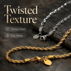Collier en acier inoxydable 316L, chaîne torsadée, ton or et argent, sans nickel, sans pendentif, pour superposition, cadeau de fêtes - Product Image 4