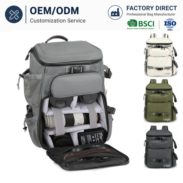 Large Capacity Camera Backpack Professional Photography Lens Bag with Adjustable Dividers Custom Logo Factory