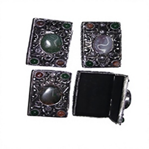 Bandeja Rectangular de Cobre Plateado con Piedra de Ágata, Diseño Antiguo, Imitación de Esmalte, Arte Folclórico, Regalo Empresarial para Coleccionistas de Arte - Product Image 2