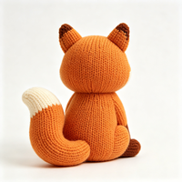 Peluche renard assis tricotée, jouet animal sauvage réaliste fait main au crochet, figurine artisanale mignonne, vente en gros, jouet en peluche personnalisé
