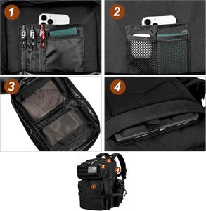 Mochila Táctica para Hombre y Mujer, 45L, Mochila de <span class=keywords><strong>Asalto</strong></span> para 3 Días con Cierre y Sistema MOLLE - Negra - Product Image 6