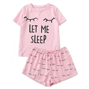 Pantaloncini Casual da donna t-shirt con stampa a maniche corte pigiami da notte Set pigiama da notte Set pigiama da donna - Product Image 3