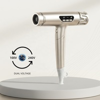 Sèche-cheveux professionnel pliable ionique doré à double tension, moteur BLDC sans balais haute vitesse pour un séchage rapide