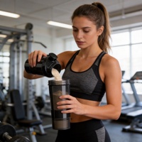 Bouteille shaker en plastique de 500 ml avec logo personnalisé, mélangeur de protéines pour la salle de sport et les sports de plein air