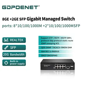 10/100/1000mbps Full Gigabit Vlan Tag Managed L2 Enterprise Switch 8 16 24 Port Network Switch Poe