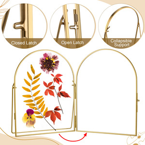 <span class=keywords><strong>Cadre</strong></span> <span class=keywords><strong>photo</strong></span> arqué <span class=keywords><strong>en</strong></span> laiton et <span class=keywords><strong>verre</strong></span>, double vitrage transparent pour fleurs séchées pressées, décoration de table pour la maison - Product Image 2