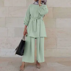 Islam Kleidung zweiteiliges Kleid Khamis Arab Abya Dubai Frauen islamischen Bekleidungs hersteller in China