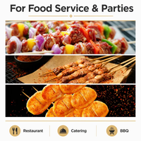 Lot de brochettes de barbecue en bambou naturel personnalisables avec logo, 14 cm, résistantes à la chaleur, avec long manche, vente en gros directe usine