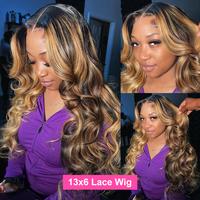 13x4 perruques de cheveux vierges de densité 180% avec couleur perruque humaine HD accentuée 28 pouces pour femmes noires