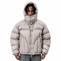 Veste d'hiver courte à fermeture éclair pour homme, à capuche, épaisse, couleur unie, décontractée, coupe ample
