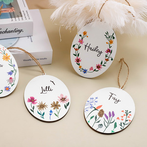 Wooden Oval <b>Easter</b> Decoration Round Pendant With Floral Design Indoor <b>Easter</b> <b>Ornament</b> - Product Image 4