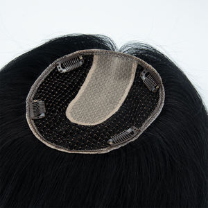 Topper de Cabello Humano con Base de Seda y Encaje, 100% Cabello Remy Virgen Ruso, Encaje Suizo Natural, Transpirable, para Mujeres - Product Image 4