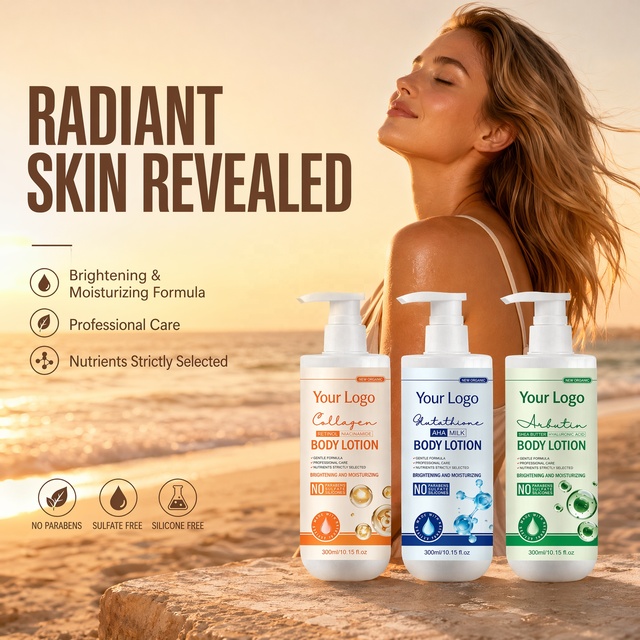 Private Label Wholesale Collagen Retinol Niacinamide Whitening Hydrating Anti-Aging Skin Glowing Day Night 300ml Body Lotion