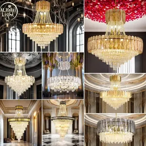 New Designs Crystal Chandelier Luxury Hotel Staircase Loft Gold Decor Long Classic Project Pendant Lights