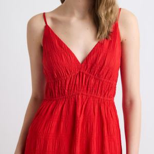 Vestido Maxi Casual Bohemio con Textura Jacquard, Cuello en V, Sin Mangas, Cintura Elástica, Diseño de Parches, Color Sólido, Talla XS para Verano, Nueva Llegada 2025 - Product Image 3