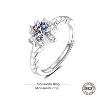Bague de Fiançailles en Argent Sterling S925 avec Moissanite Ronde en Forme de Cœur et Flocon de Neige, Bande Torsadée, Vente en Gros pour Femme