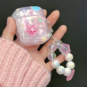 Bracelet en silicone souple antichoc avec étoiles ondulées, étui mignon pour écouteurs sans fil pour <span class=keywords><strong>apple</strong></span> <span class=keywords><strong>airpods</strong></span> pro 2nd 3 <span class=keywords><strong>2</strong></span> 1 capa - Product Image 3