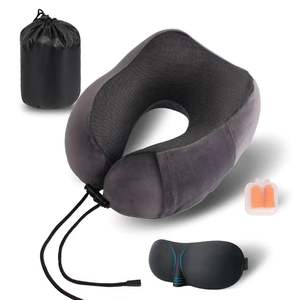 Almohada en forma de U Almohada de avión de algodón con memoria Portátil y almacenable para viaje Almohada de cuello para siesta de oficina - Product Image 3