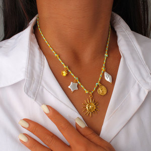 Colliers pendentifs tendance été en acier inoxydable 316L plaqué or PVD 14k 18k, collier corde soleil pour femme - Product Image 2