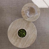 Meubles de salon de luxe, table basse ronde en travertin, table basse en pierre naturelle de designer italien pour villa, hôtel