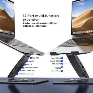 X529 Factory Price Laptop <b>Stand</b> 7in1 11 in 1 Usb Hub Adjustable Aluminum Alloy Notebook Holder Bracket Tablet Elevator Mount - Product Image 4