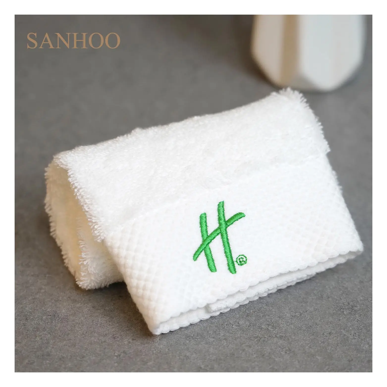 Sanhoo חם מכירת מגבות לבן מלון רקמה מותאם אישית לוגו טורקית אמבטיה טורקית מגבות פנים 100 כותנה