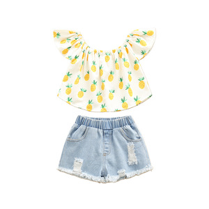 Conjunto de 2 piezas para niños pequeños, ropa para niñas, camiseta, chaleco, tops y pantalones cortos - Product Image 3